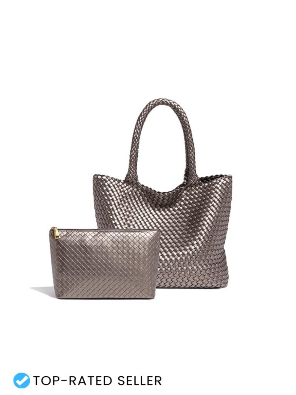 Vegan Leather Woven Tote Bag Women Satchel Handbag Shoulder Bag